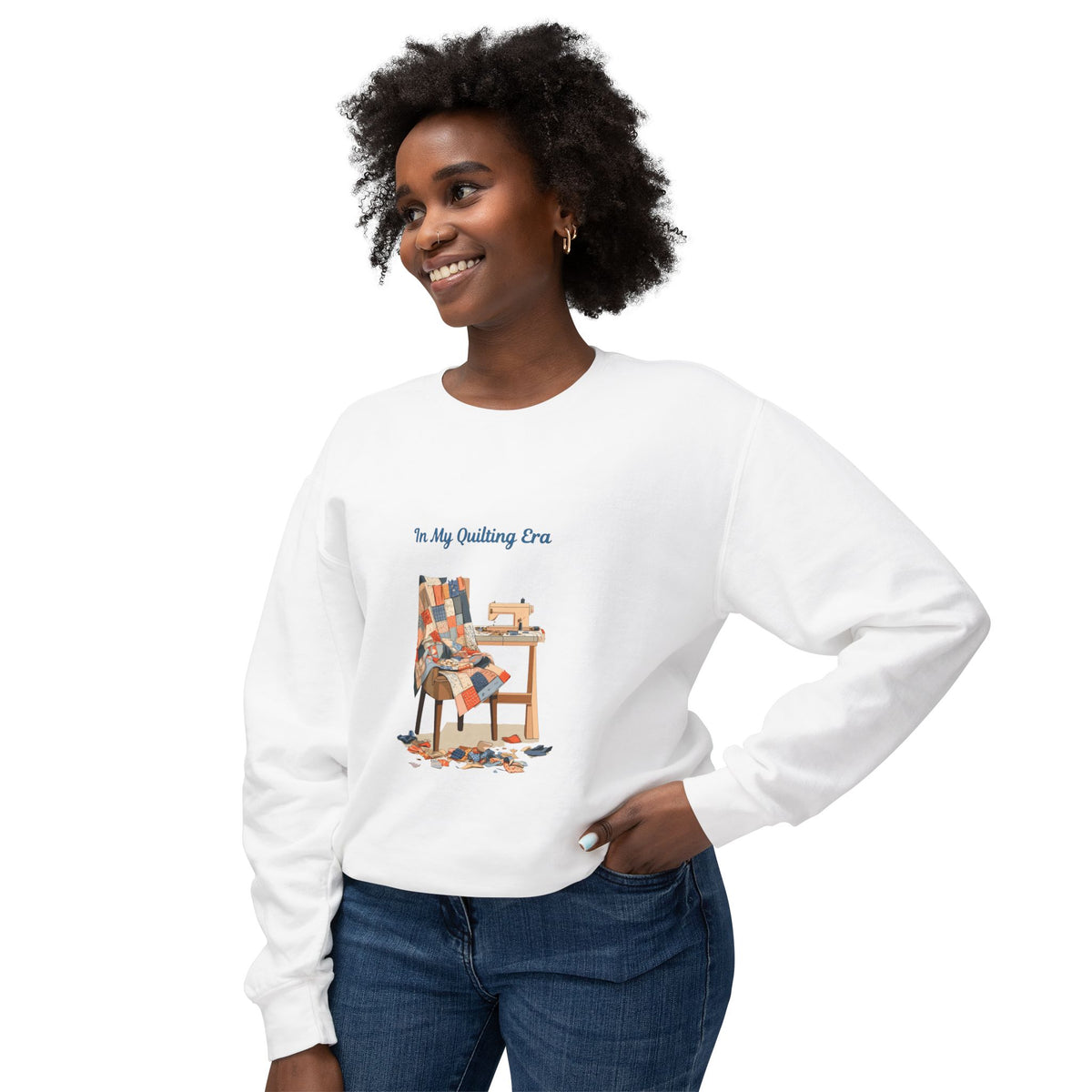 In My Quilting Era Sweatshirt | Quilt Chair Sewing Machine Design
