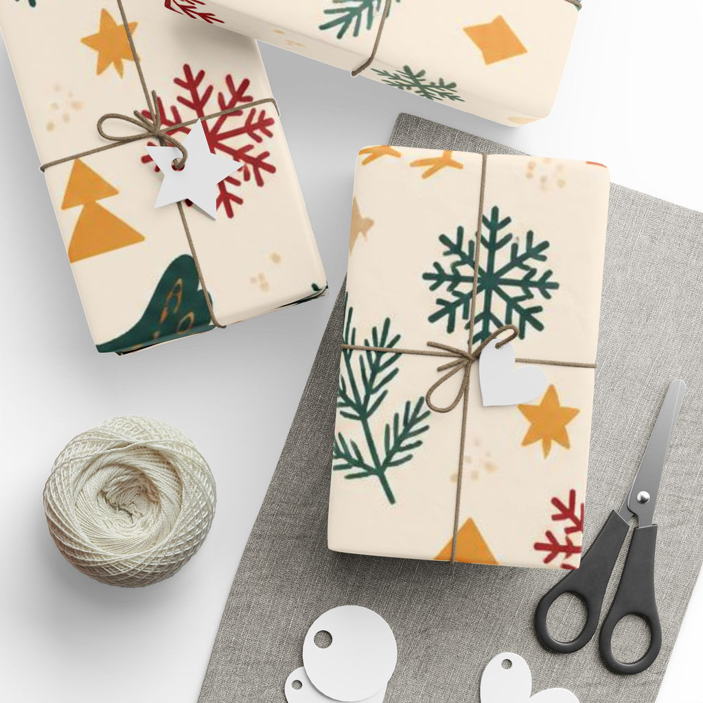Folk Christmas Chicken Pattern Wrapping Paper | Floral Holiday Gift Wrap Roll