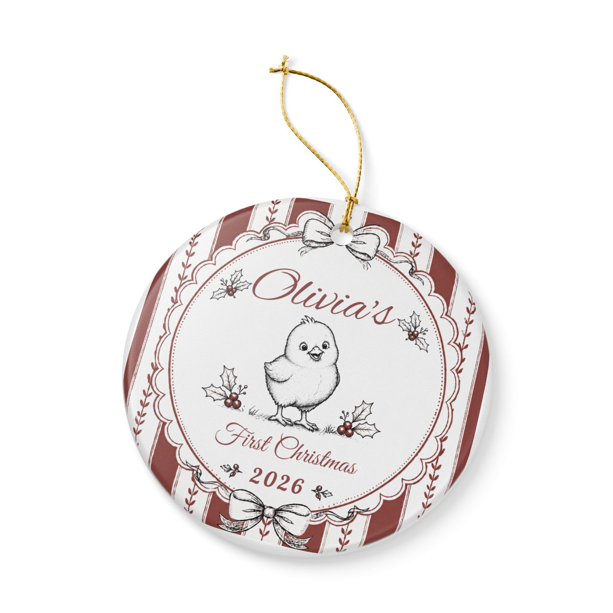 Personalized Baby's First Christmas Ornament 2026, Custom Name, Baby Chick Christmas Ornament, First Christmas Keepsake, New Baby Gift