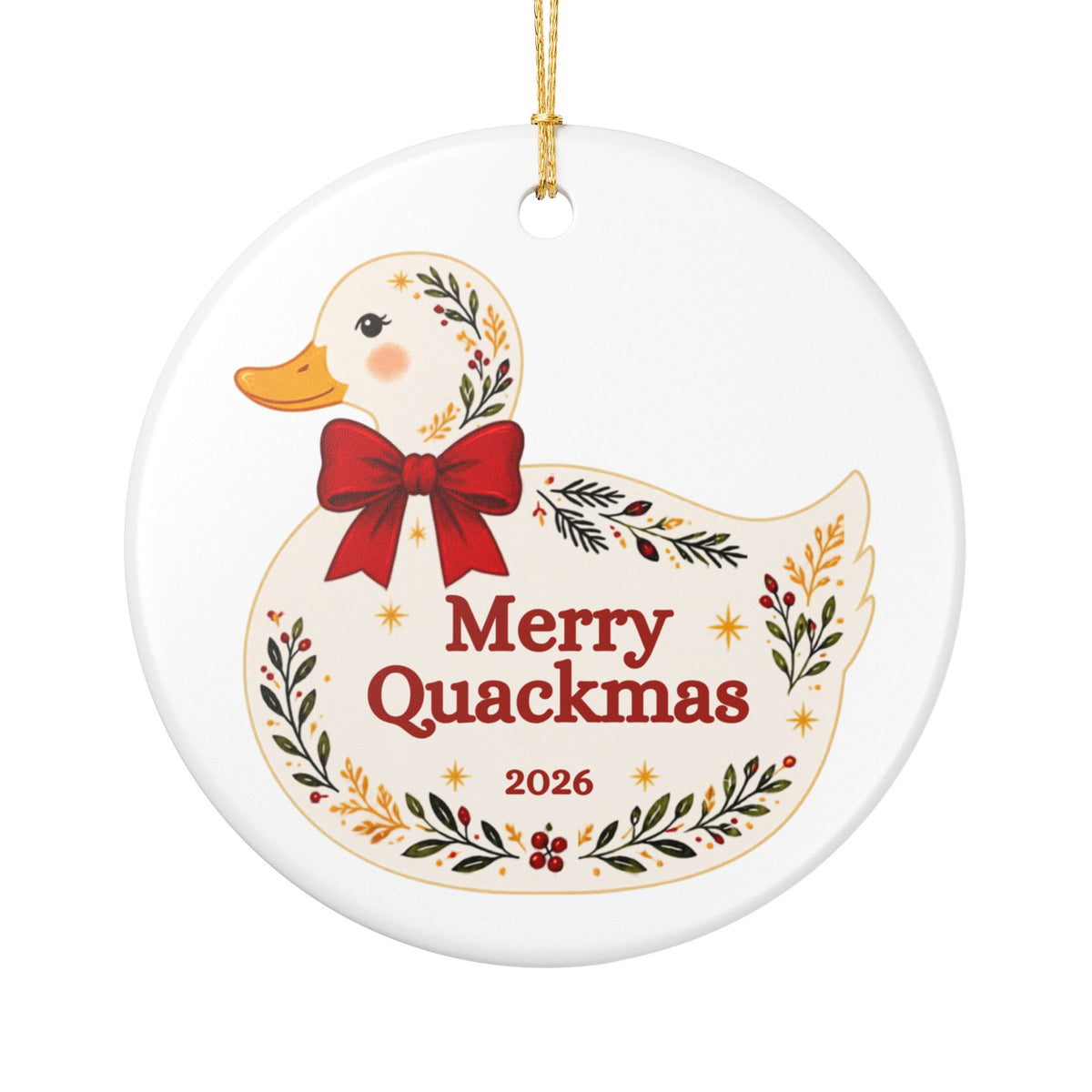2026 Merry Quackmas Duck Christmas Ornament Vintage Cottagecore Look
