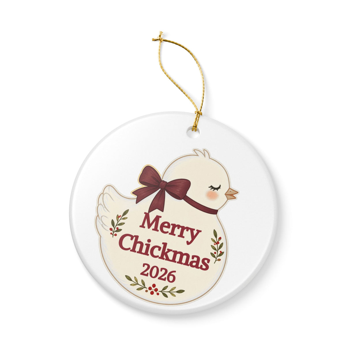 Merry Chickmas Christmas 2026, Ceramic Ornament