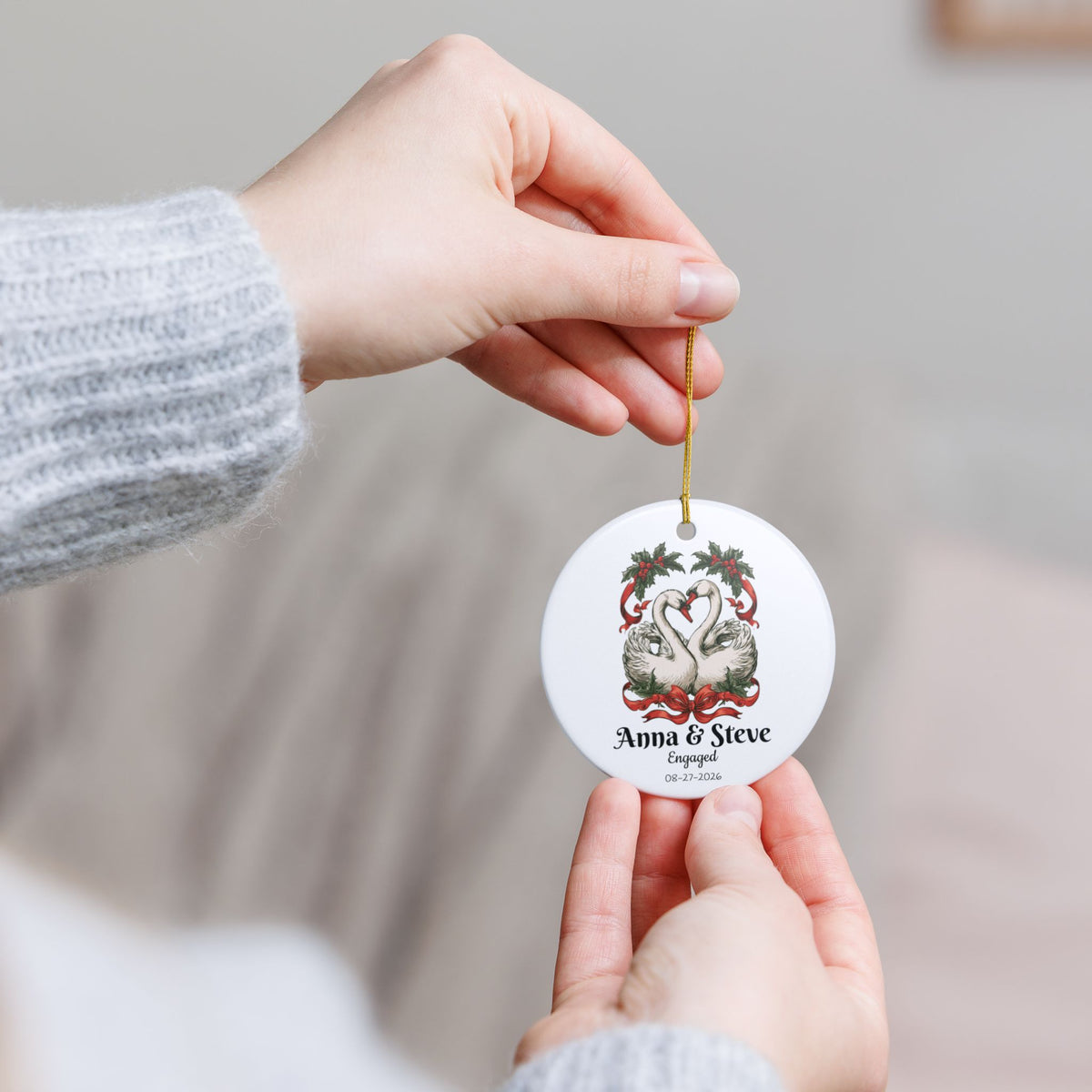 Personalized Swan Couple Christmas Ornament, Custom Engaged or Married Ornament, Newlywed Wedding Keepsake, Anniversary First Christmas 2026