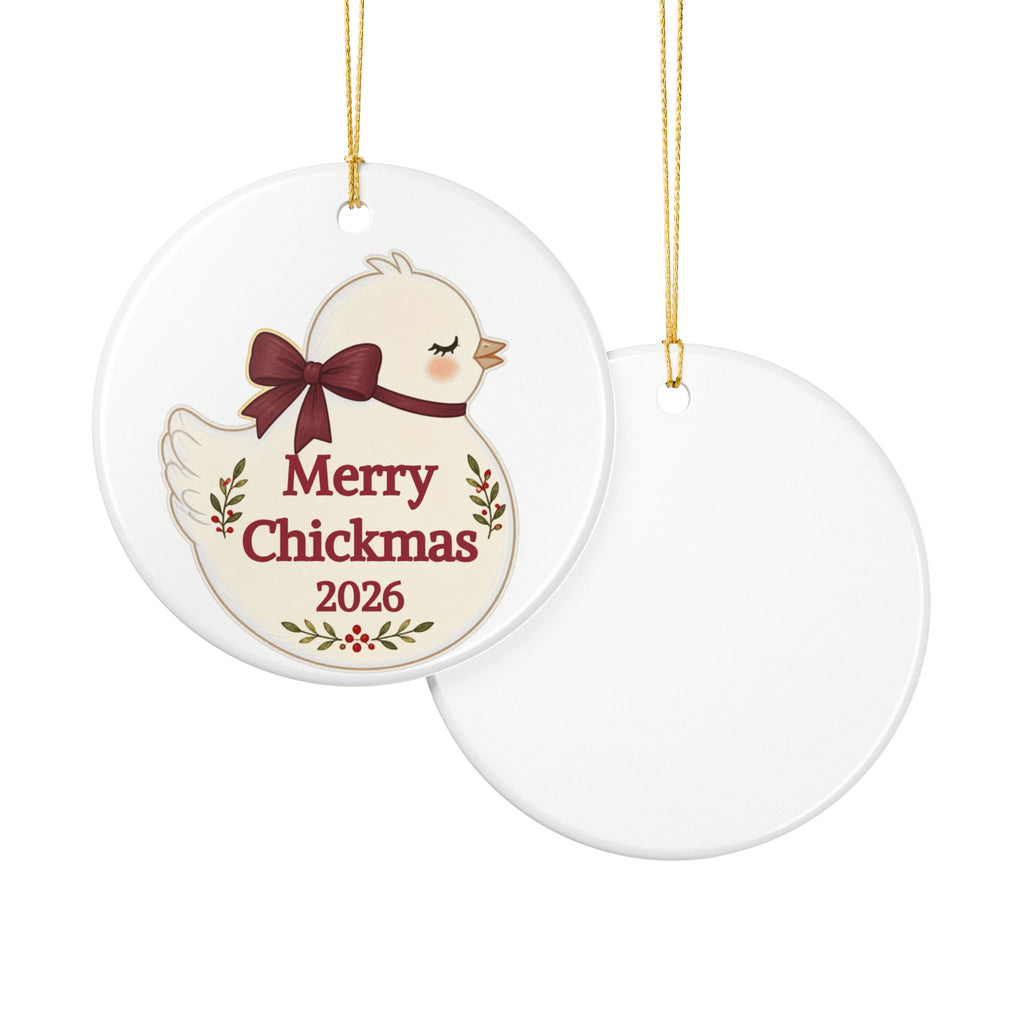 Merry Chickmas Christmas 2026, Ceramic Ornament