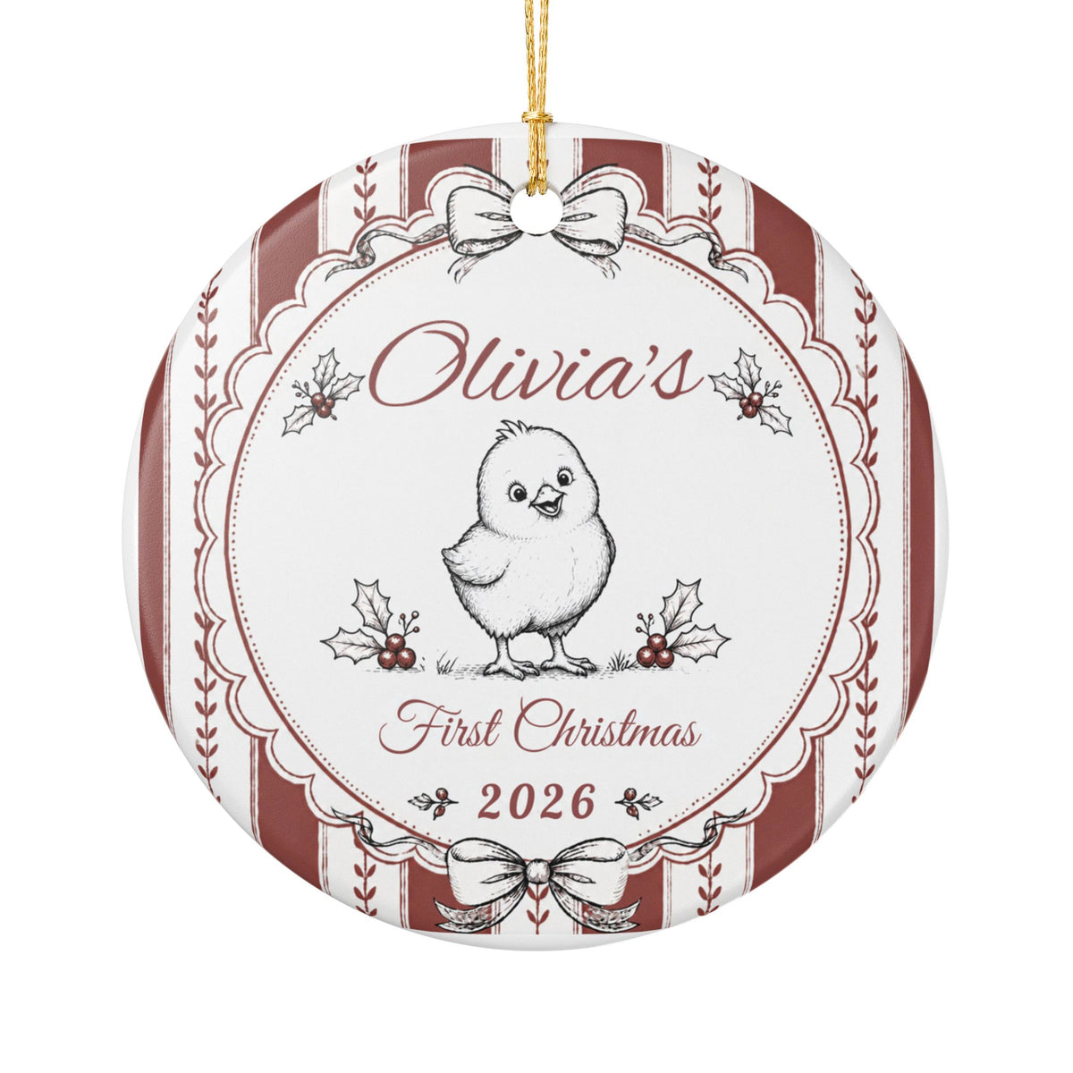 Personalized Baby's First Christmas Ornament 2026, Custom Name, Baby Chick Christmas Ornament, First Christmas Keepsake, New Baby Gift