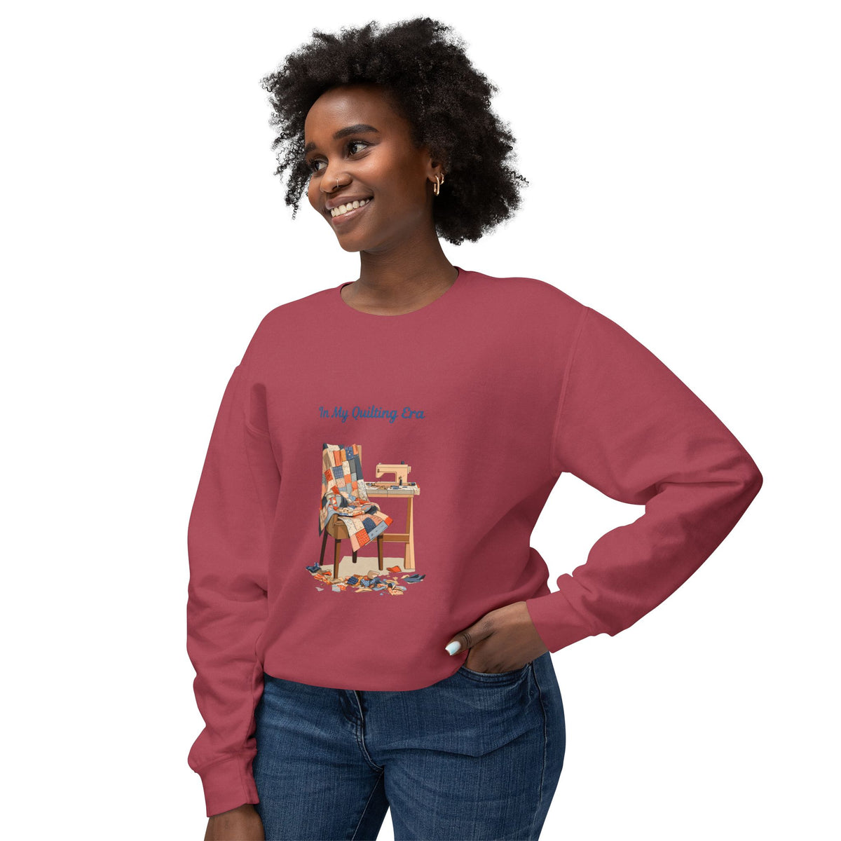 In My Quilting Era Sweatshirt | Quilt Chair Sewing Machine Design