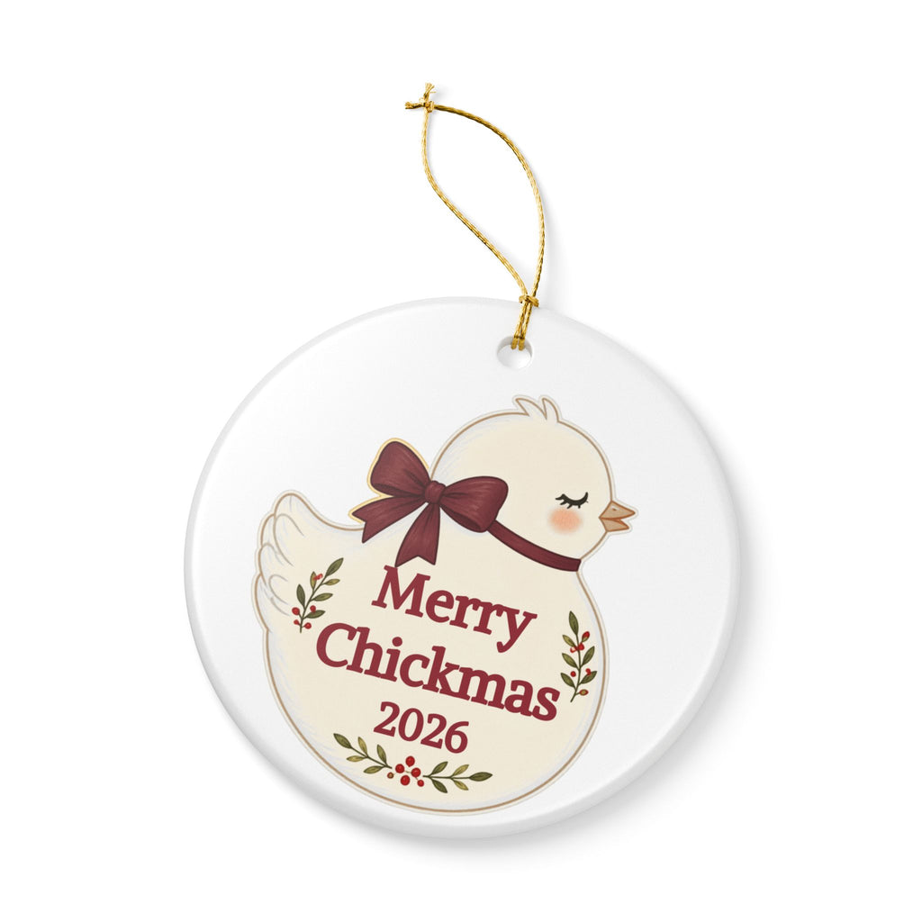 Merry Chickmas Christmas 2026, Ceramic Ornament