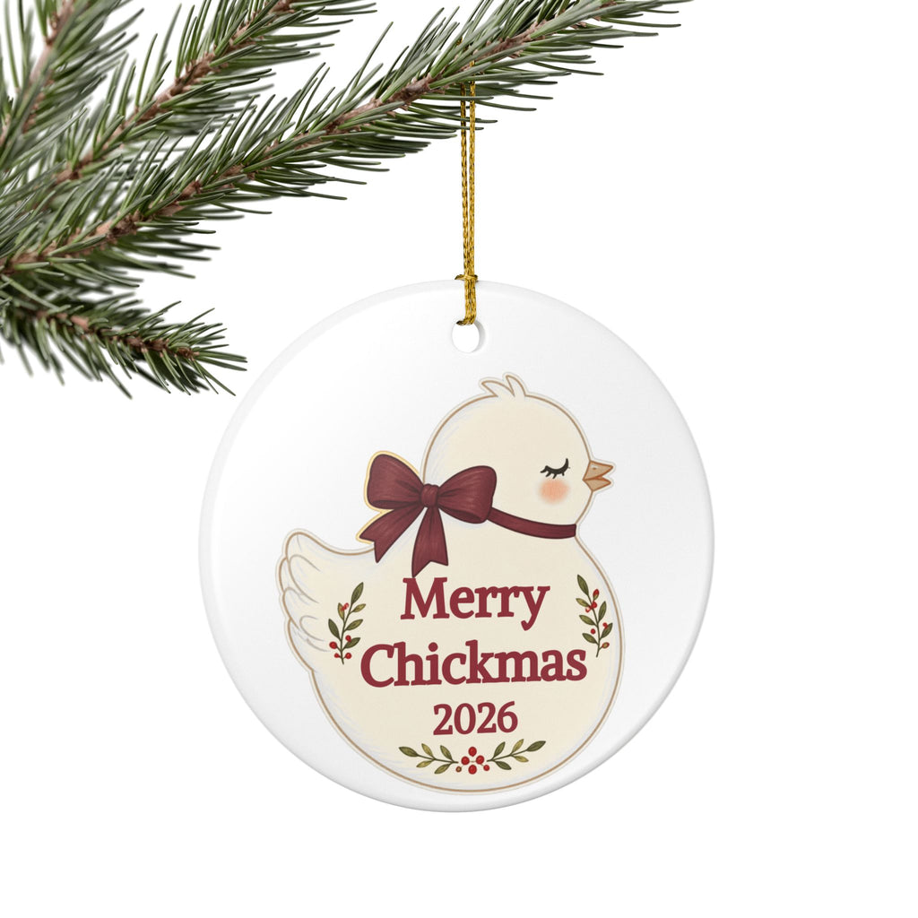 Merry Chickmas Christmas 2026, Ceramic Ornament