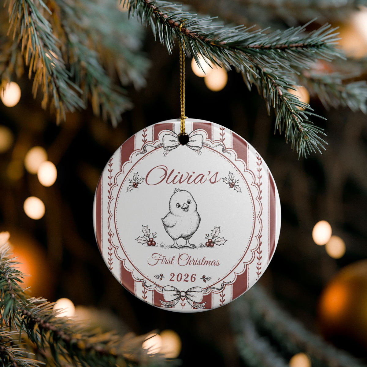 Personalized Baby's First Christmas Ornament 2026, Custom Name, Baby Chick Christmas Ornament, First Christmas Keepsake, New Baby Gift