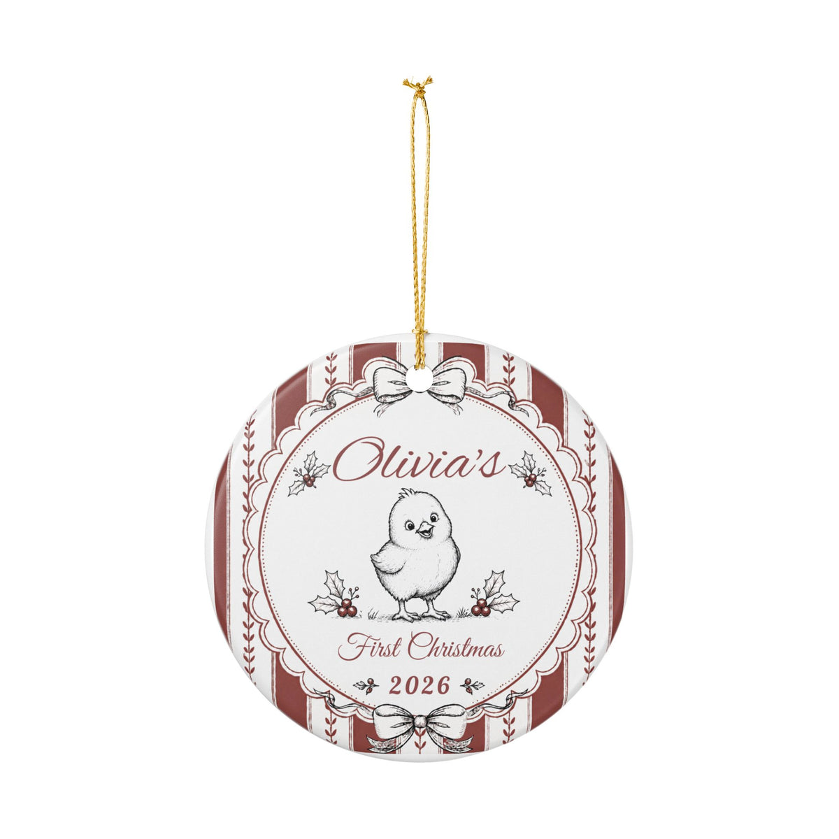 Personalized Baby's First Christmas Ornament 2026, Custom Name, Baby Chick Christmas Ornament, First Christmas Keepsake, New Baby Gift