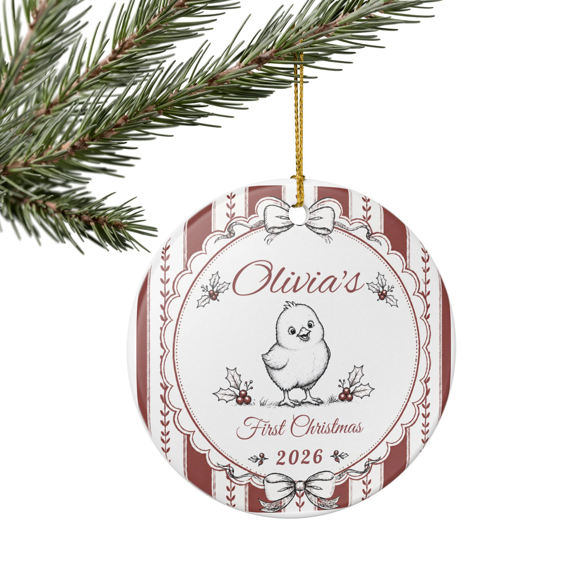 Personalized Baby's First Christmas Ornament 2026, Custom Name, Baby Chick Christmas Ornament, First Christmas Keepsake, New Baby Gift