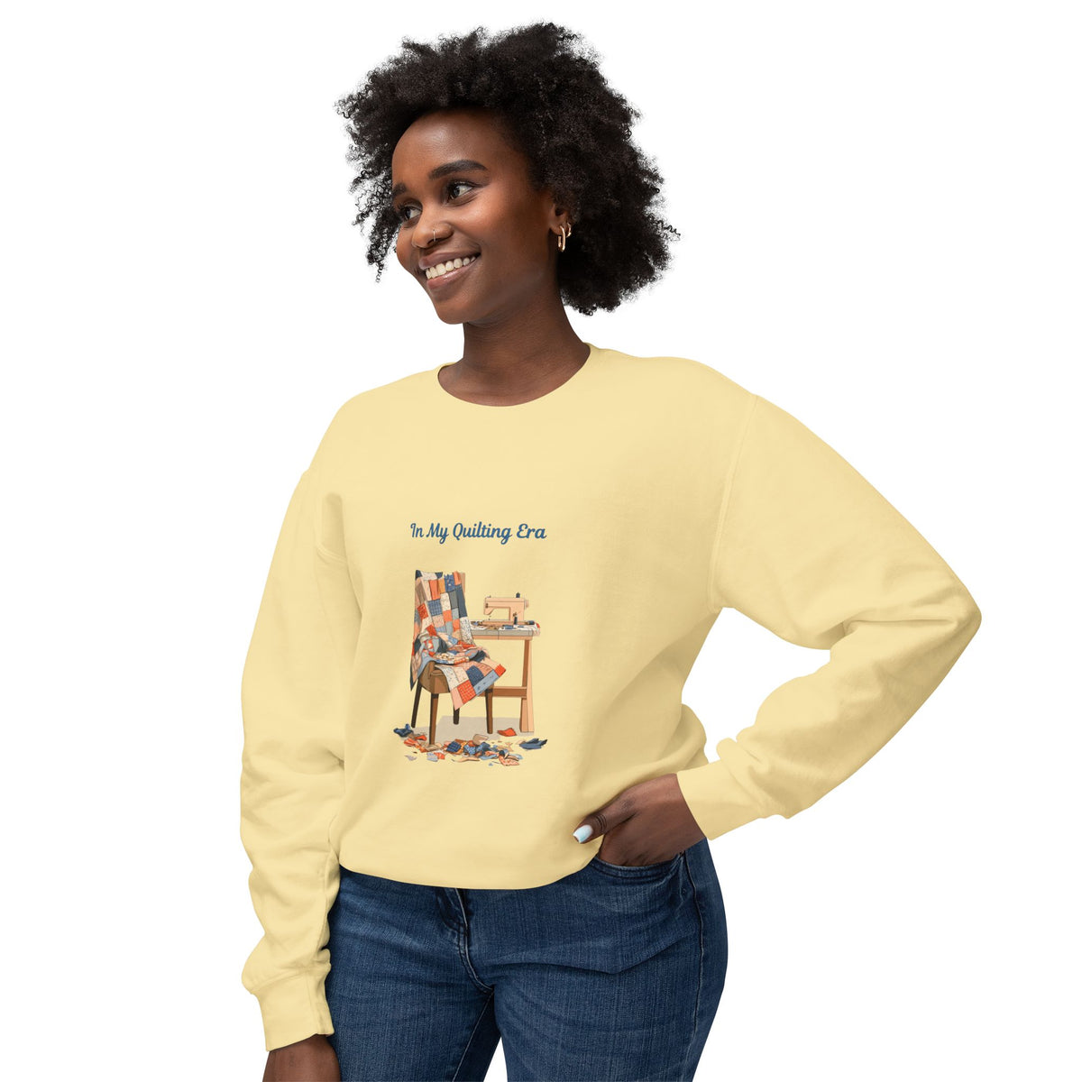 In My Quilting Era Sweatshirt | Quilt Chair Sewing Machine Design