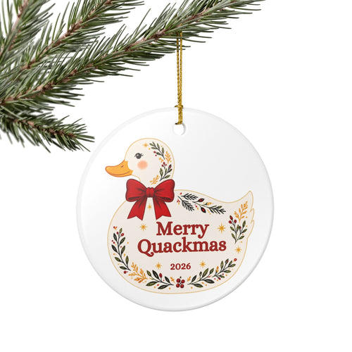 2026 Merry Quackmas Duck Christmas Ornament Vintage Cottagecore Look