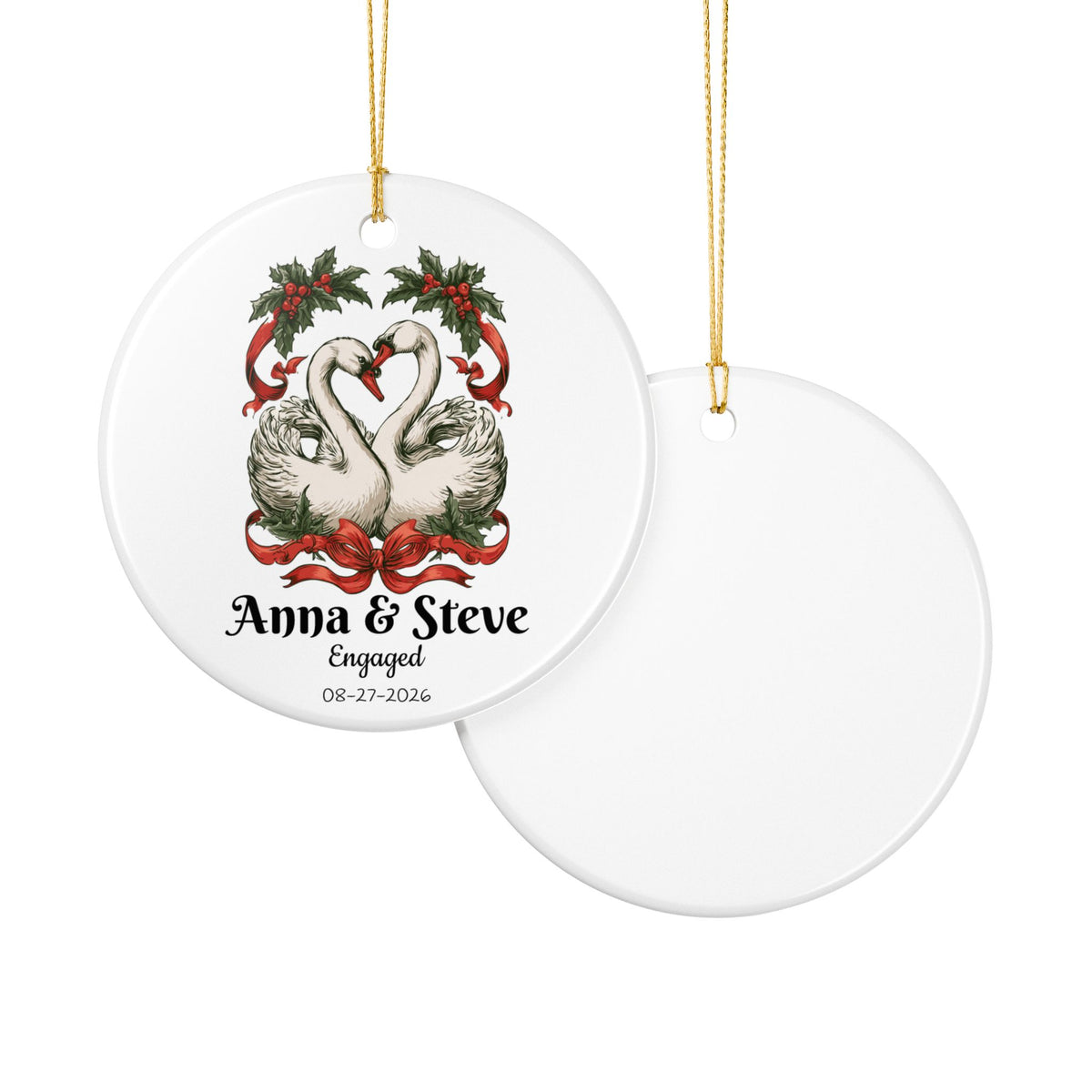 Personalized Swan Couple Christmas Ornament, Custom Engaged or Married Ornament, Newlywed Wedding Keepsake, Anniversary First Christmas 2026
