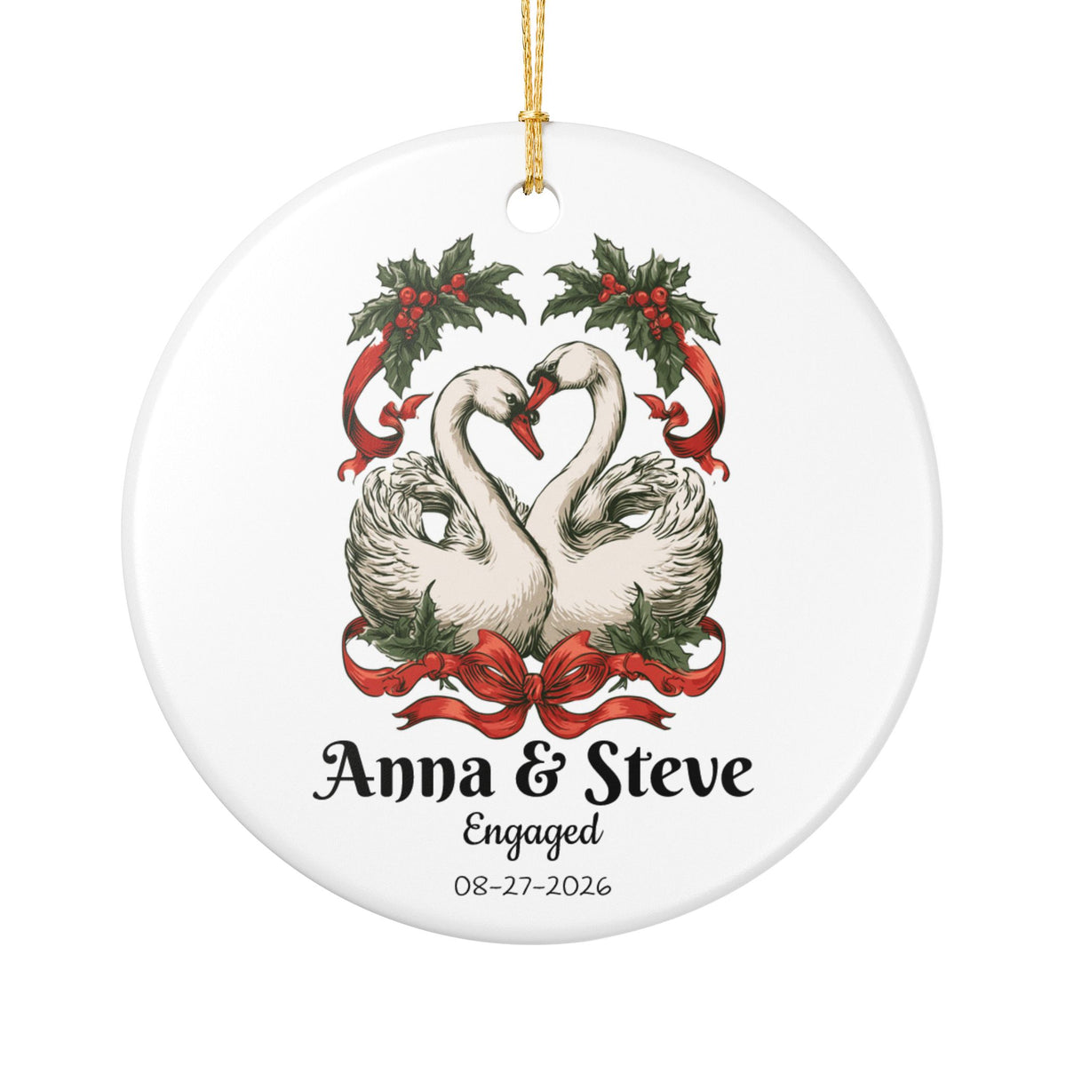 Personalized Swan Couple Christmas Ornament, Custom Engaged or Married Ornament, Newlywed Wedding Keepsake, Anniversary First Christmas 2026