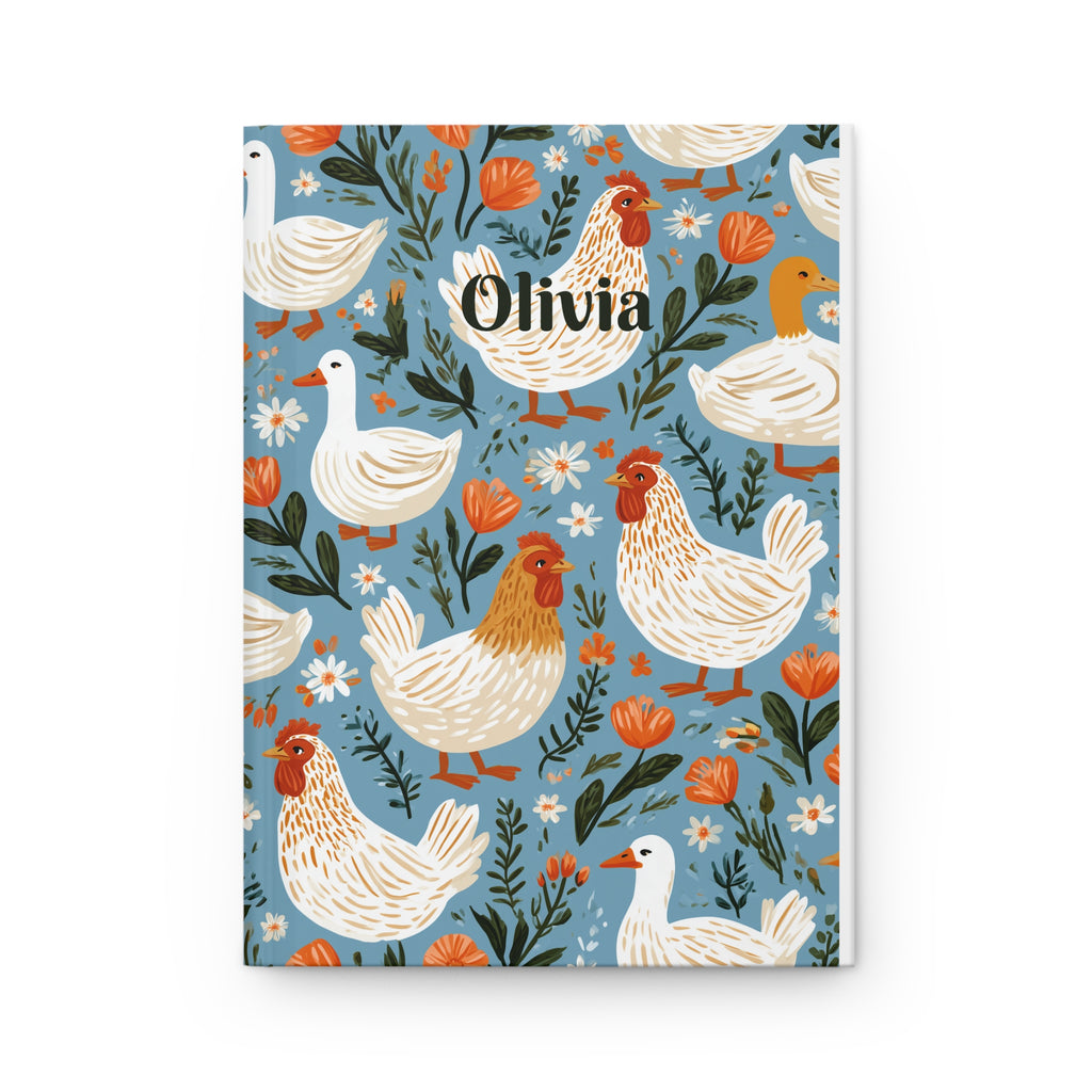 Personalized Name Journal for Chickens Lover Blue | Hardcover Lined Notebook