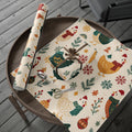 Folk Christmas Chicken Pattern Wrapping Paper | Floral Holiday Gift Wrap Roll