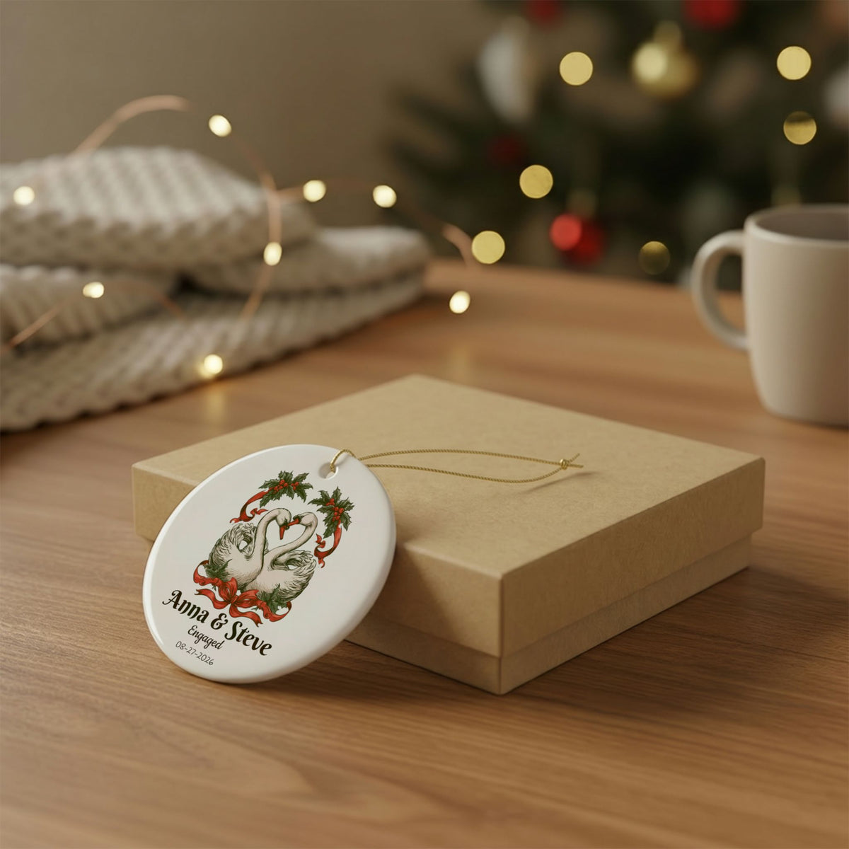 Personalized Swan Couple Christmas Ornament, Custom Engaged or Married Ornament, Newlywed Wedding Keepsake, Anniversary First Christmas 2026