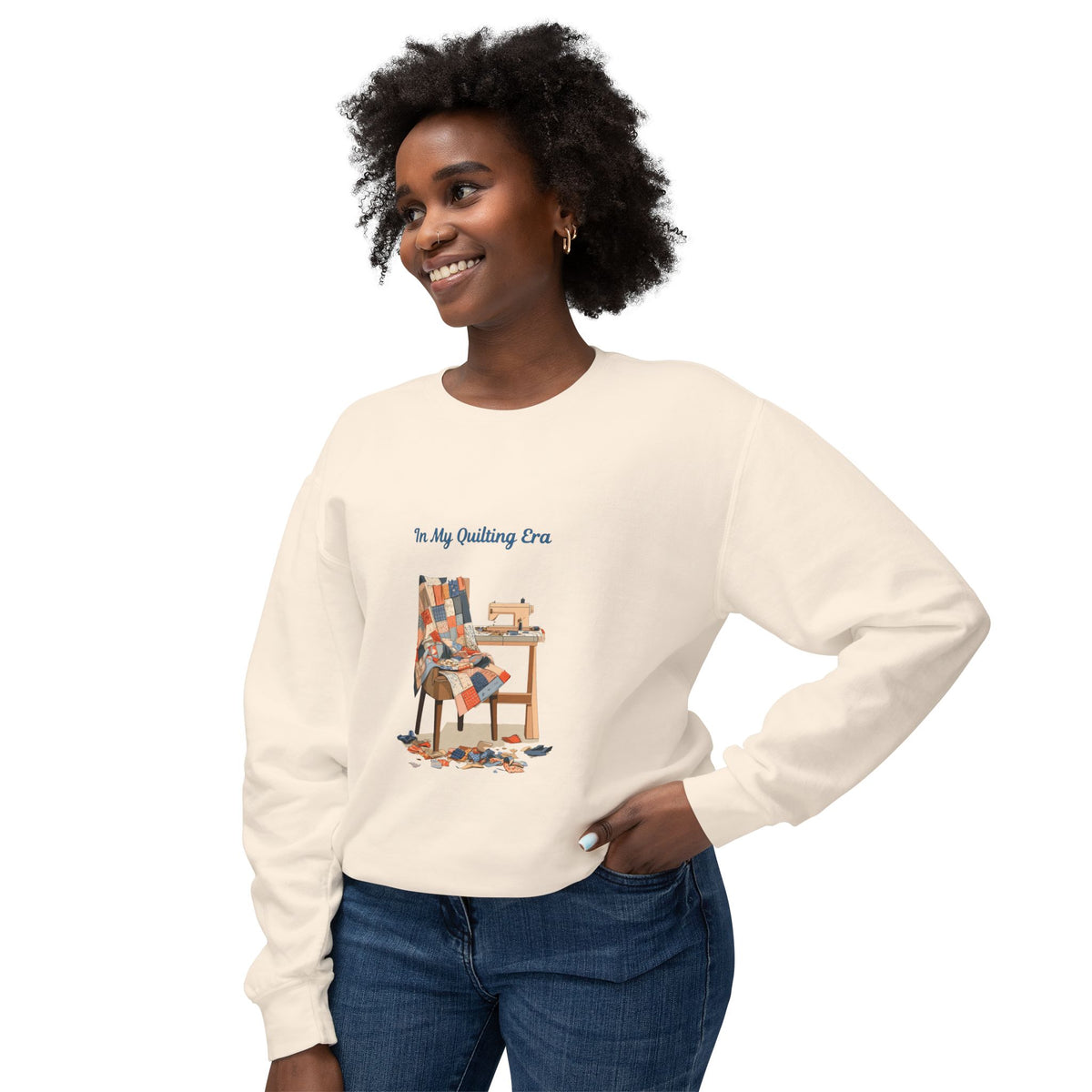 In My Quilting Era Sweatshirt | Quilt Chair Sewing Machine Design