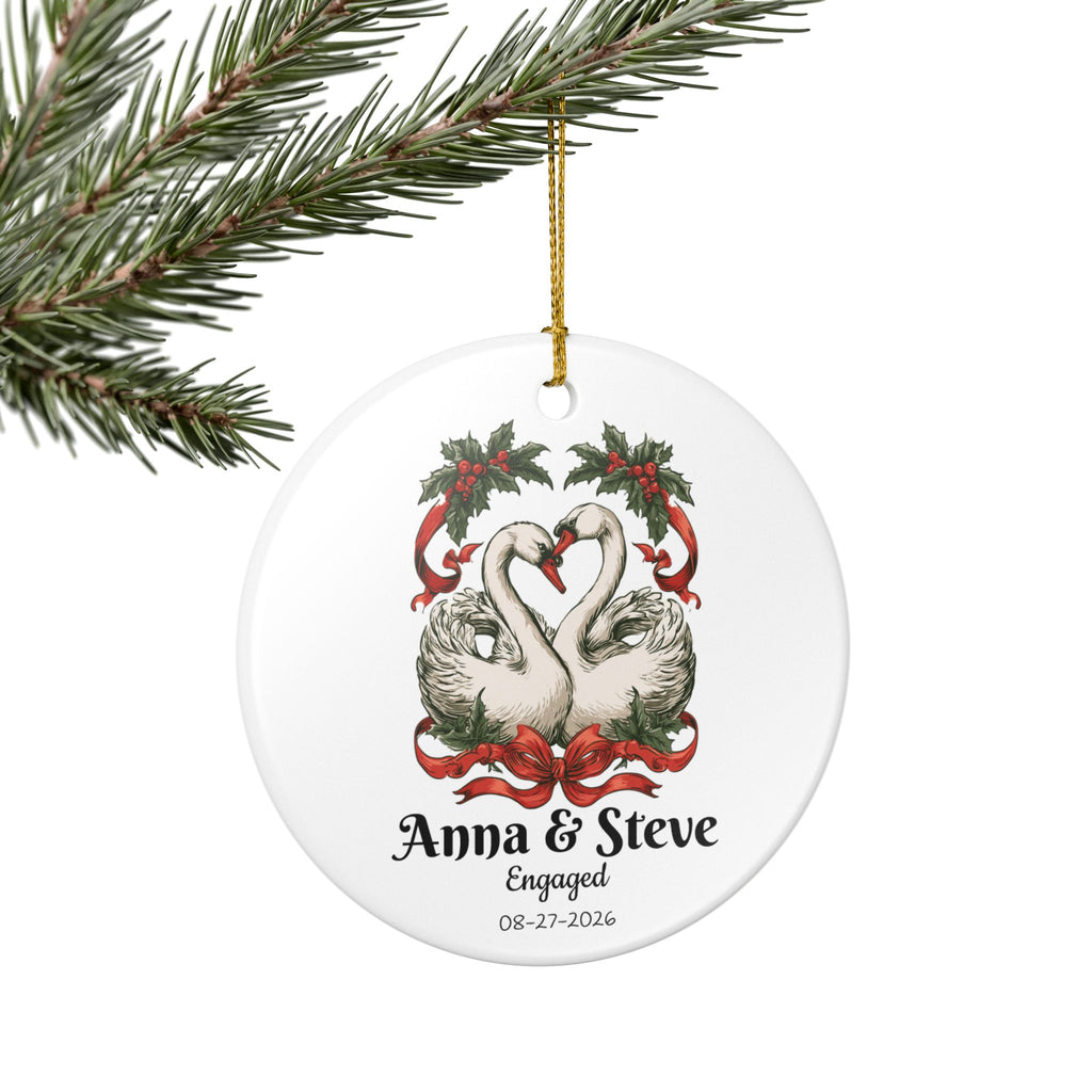 Personalized Swan Couple Christmas Ornament, Custom Engaged or Married Ornament, Newlywed Wedding Keepsake, Anniversary First Christmas 2026