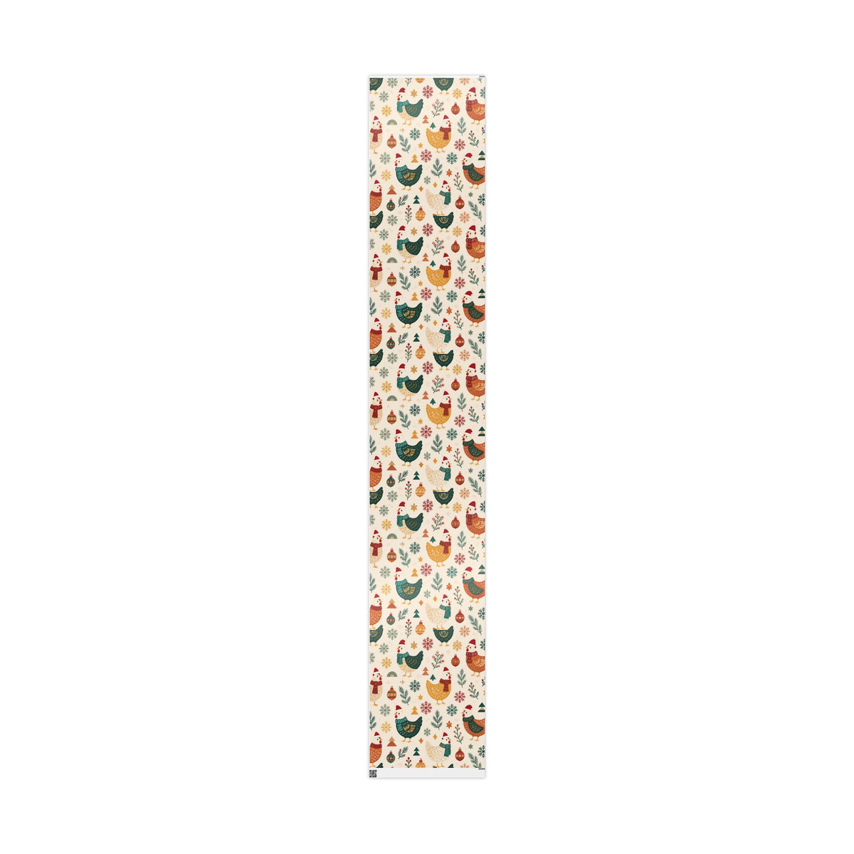 Folk Christmas Chicken Pattern Wrapping Paper | Floral Holiday Gift Wrap Roll