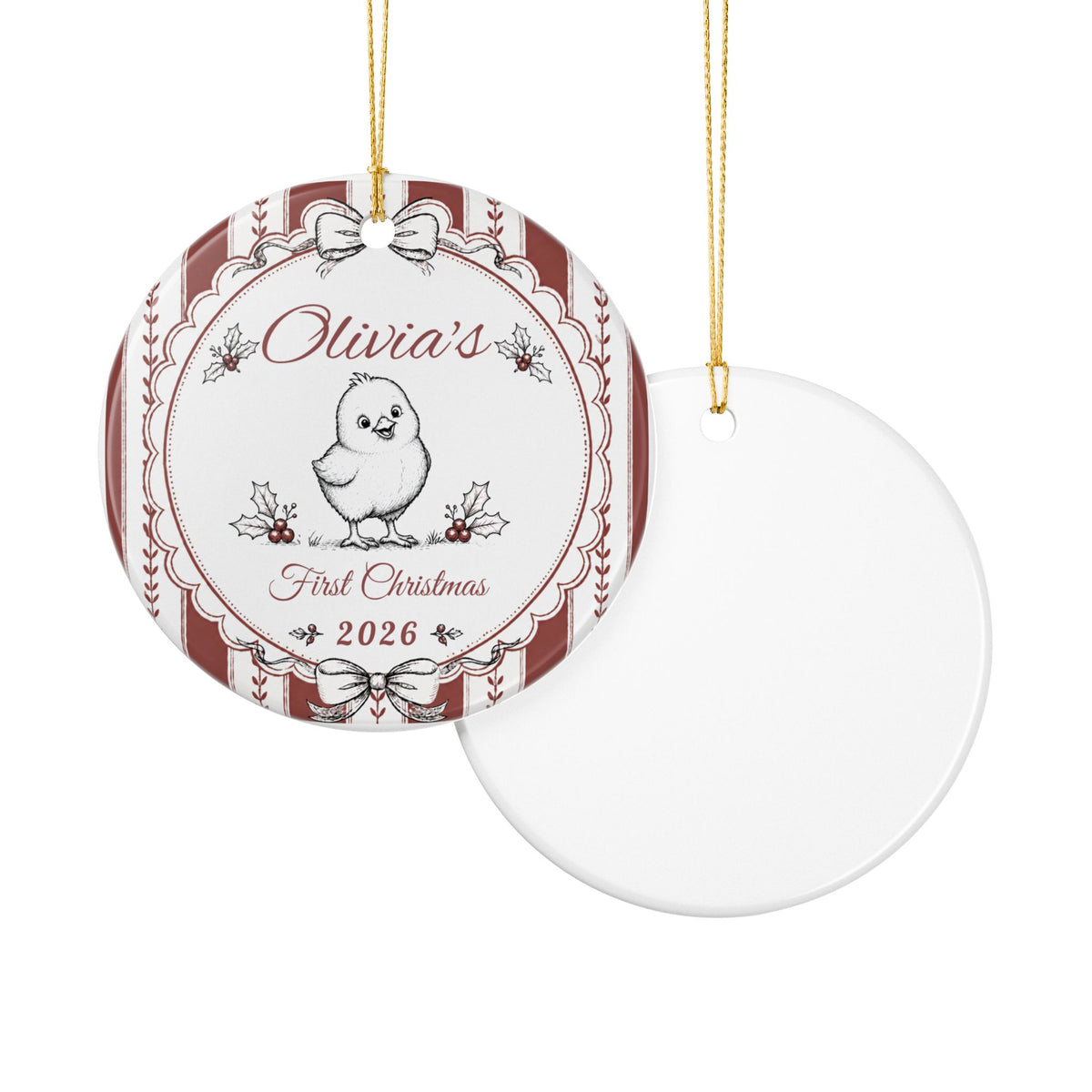 Personalized Baby's First Christmas Ornament 2026, Custom Name, Baby Chick Christmas Ornament, First Christmas Keepsake, New Baby Gift