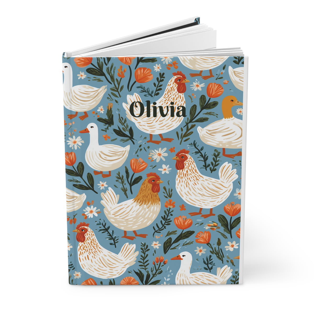 Personalized Name Journal for Chickens Lover Blue | Hardcover Lined Notebook