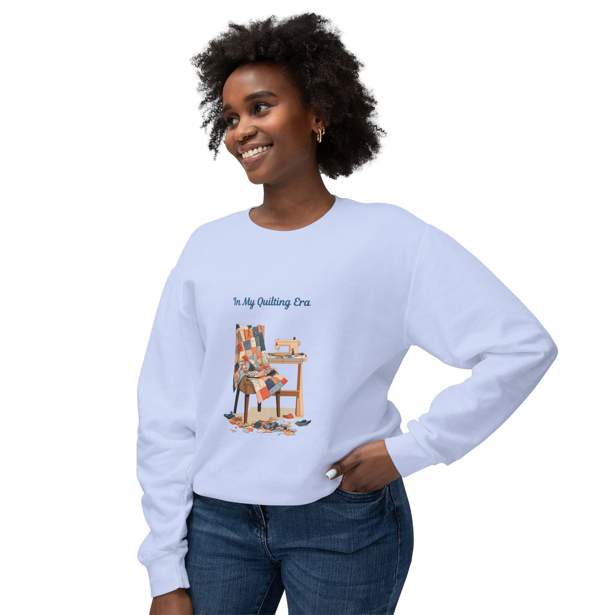 In My Quilting Era Sweatshirt | Quilt Chair Sewing Machine Design