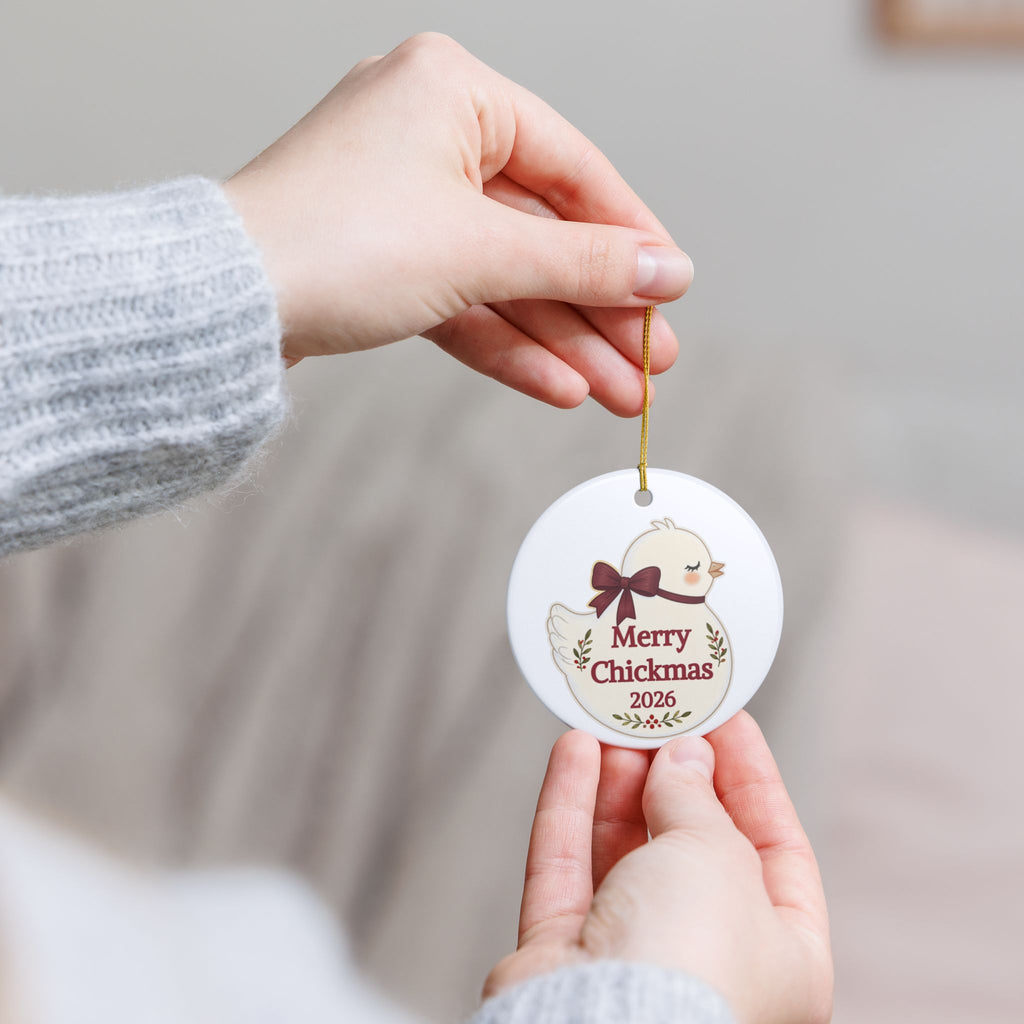 Merry Chickmas Christmas 2026, Ceramic Ornament