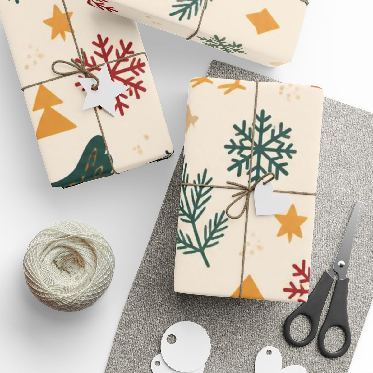 Folk Christmas Chicken Pattern Wrapping Paper | Floral Holiday Gift Wrap Roll