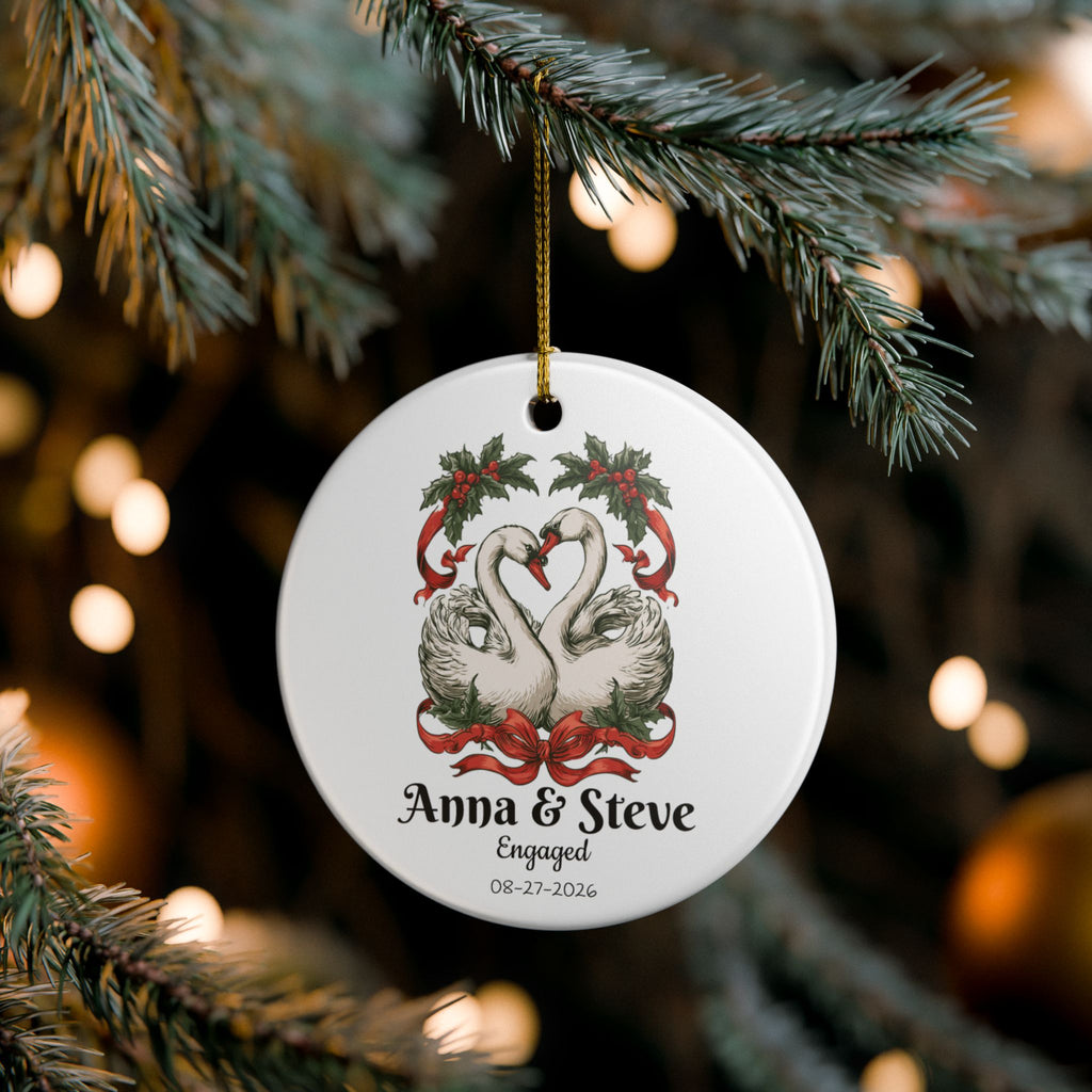 Personalized Swan Couple Christmas Ornament, Custom Engaged or Married Ornament, Newlywed Wedding Keepsake, Anniversary First Christmas 2026