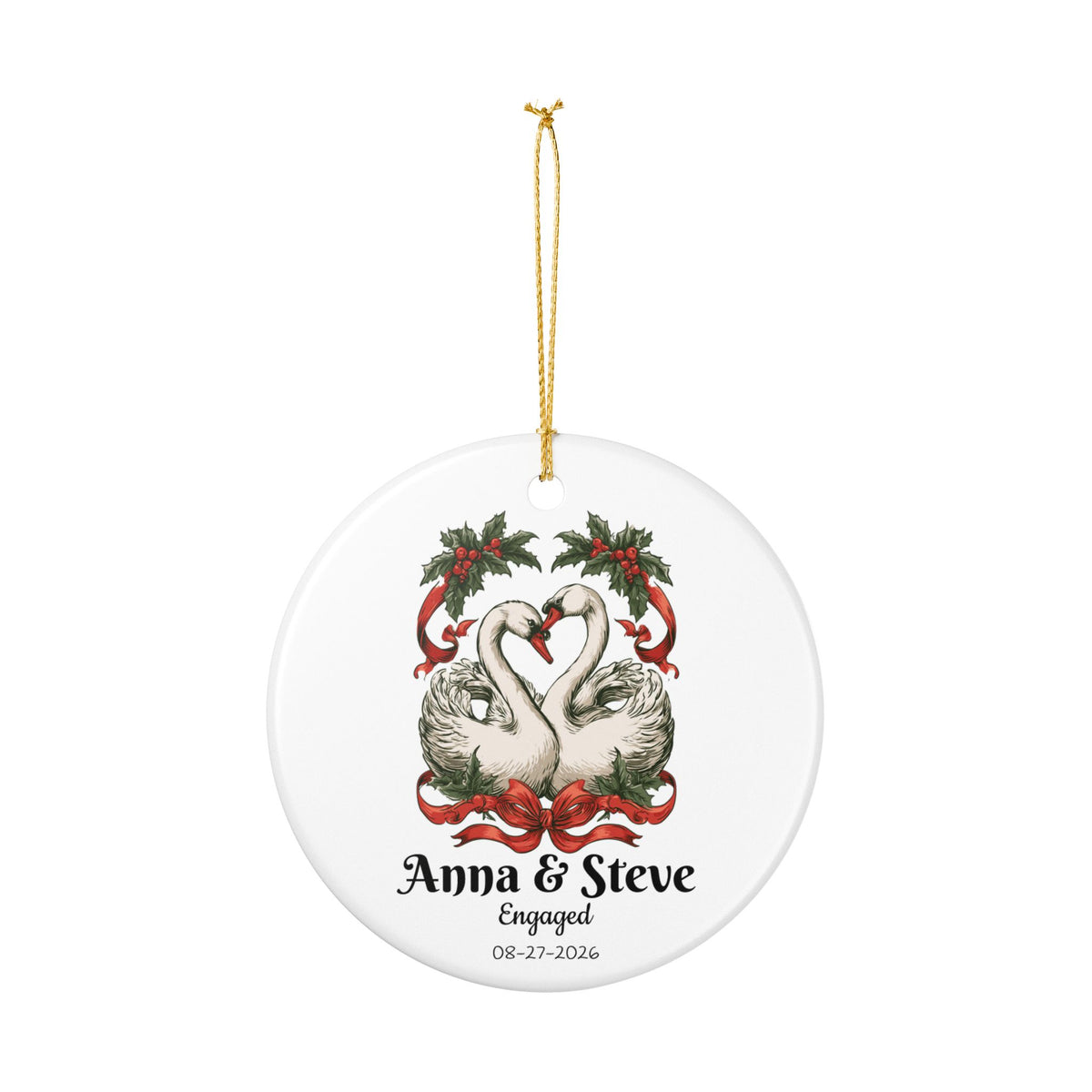Personalized Swan Couple Christmas Ornament, Custom Engaged or Married Ornament, Newlywed Wedding Keepsake, Anniversary First Christmas 2026