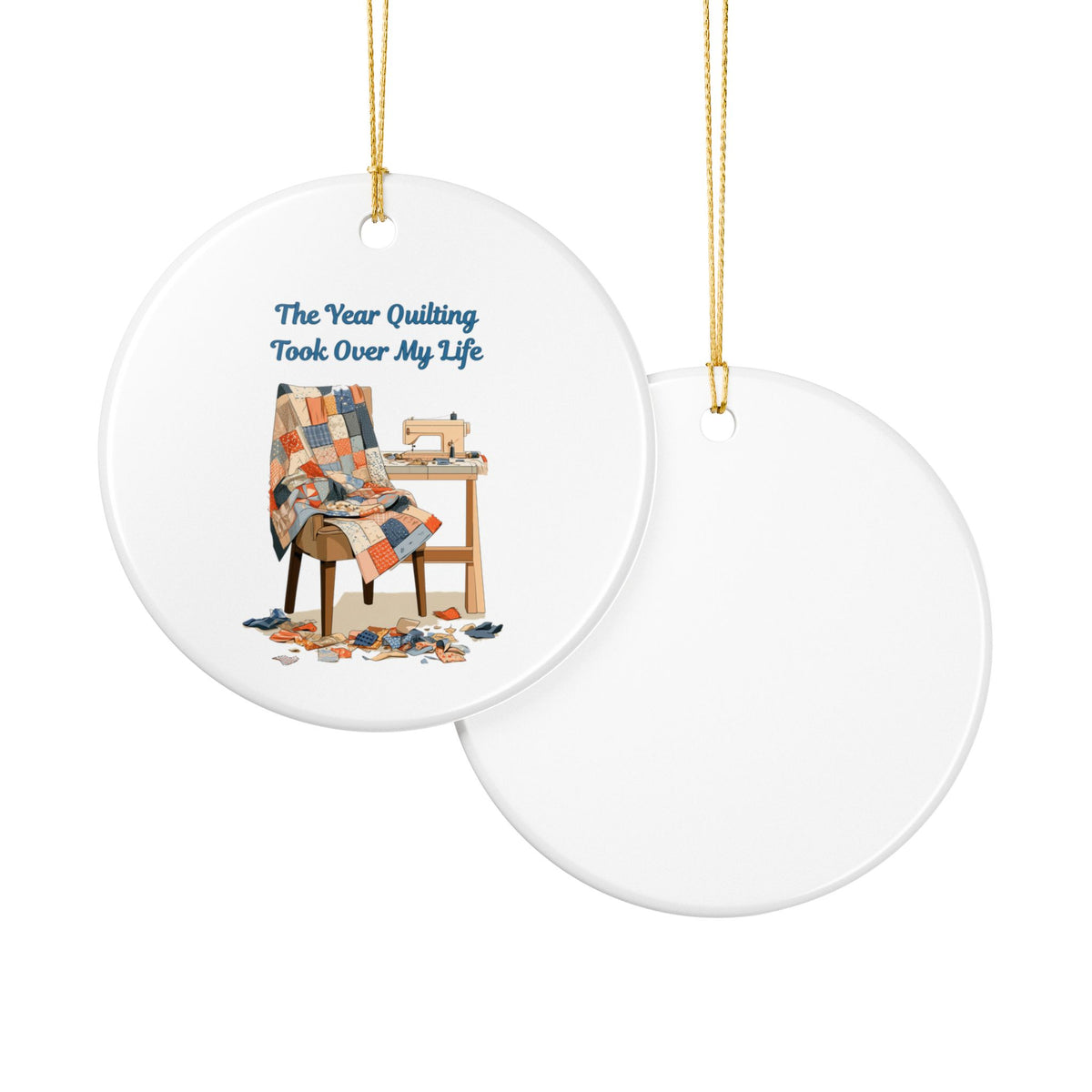 Quilting Took Over My Life Christmas Ornament | Ceramic Sewing Machine Quilt Decoration