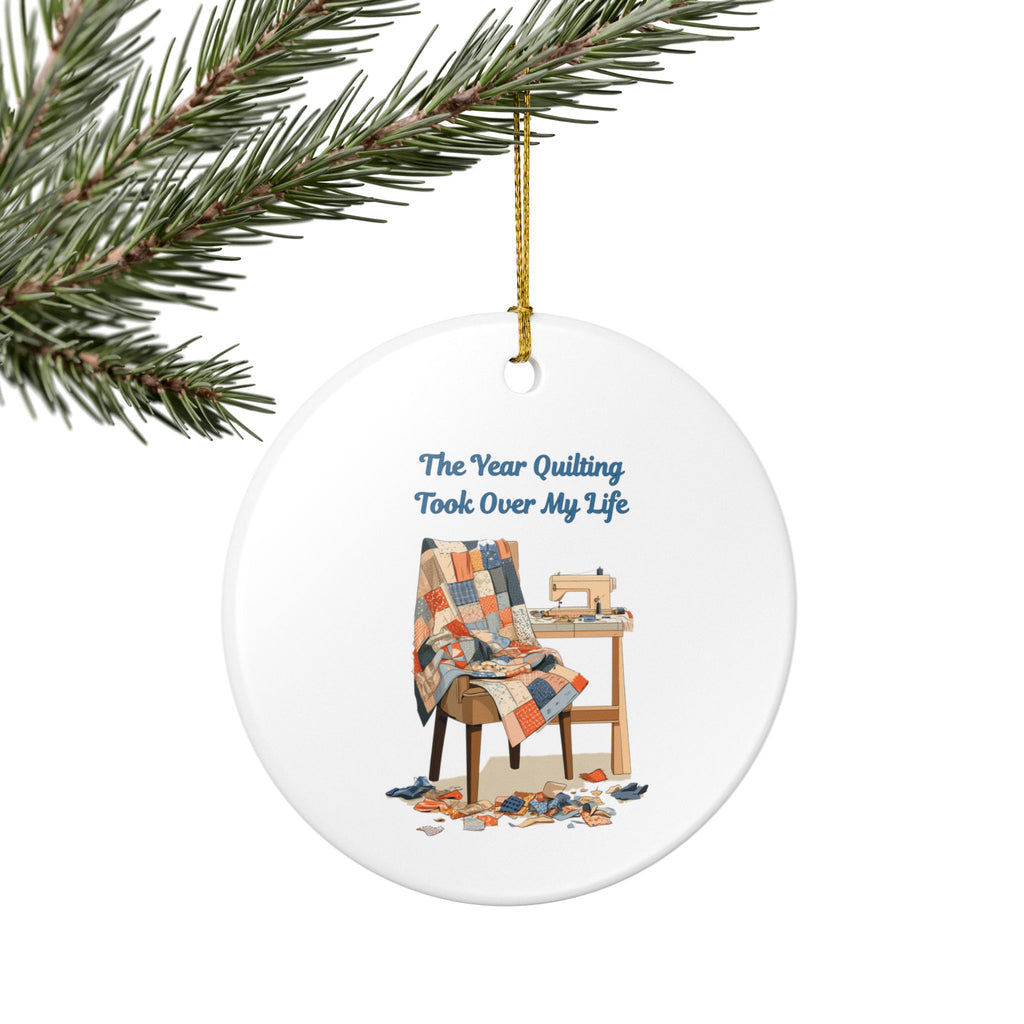 Quilting Took Over My Life Christmas Ornament | Ceramic Sewing Machine Quilt Decoration