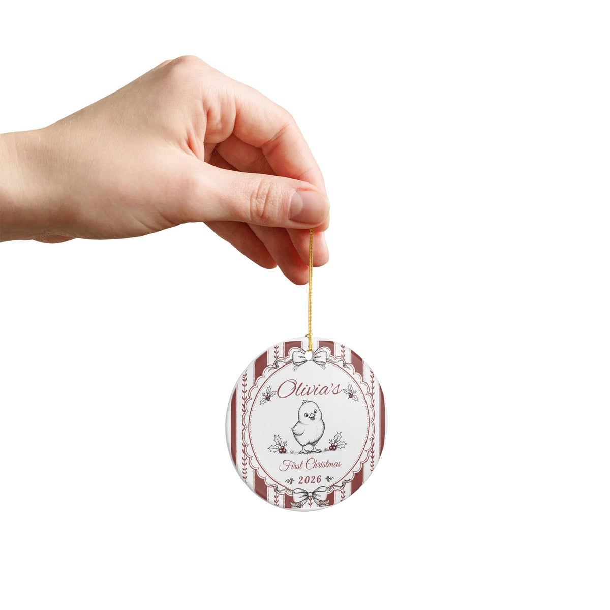 Personalized Baby's First Christmas Ornament 2026, Custom Name, Baby Chick Christmas Ornament, First Christmas Keepsake, New Baby Gift
